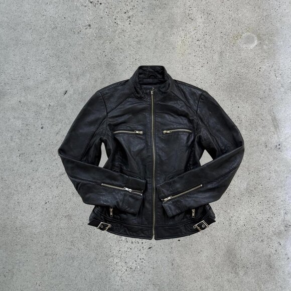 2000s black leather jacket - Picture 1 of 6